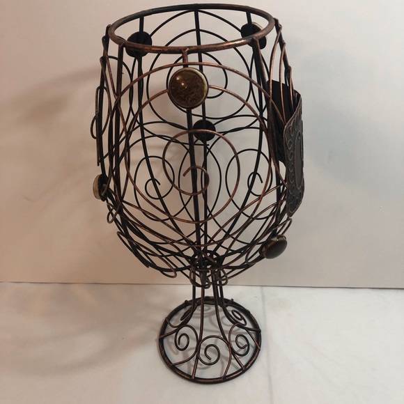 Metal Cork Holder Rustic Bronze Pedestal Retro Look Wine NEW - Picture 8 of 9